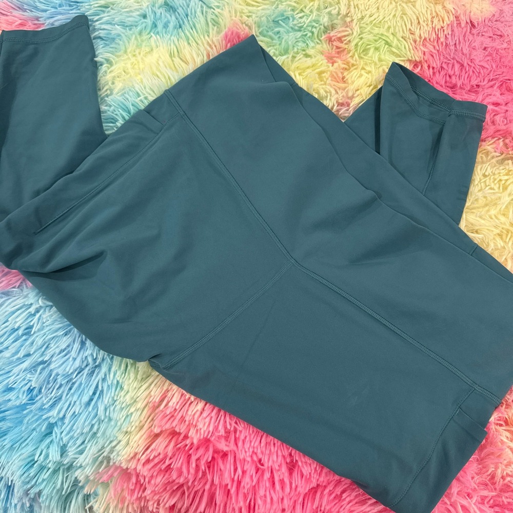 Athleta Salutation Stash Pocket II Capri Womens 3X Teal Excellent Leggings - Picture 3 of 6